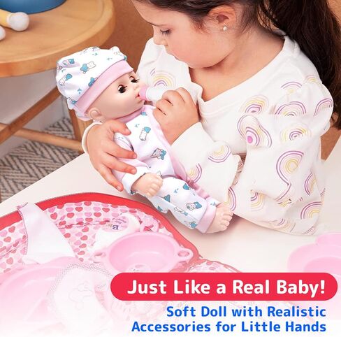 Prextex Baby Doll Stroller Toy - Pink ABS/PP Material, Role-Playing Benefits, Hand-Eye Coordination, Speech Development, Creativity, Communication in Kuwait