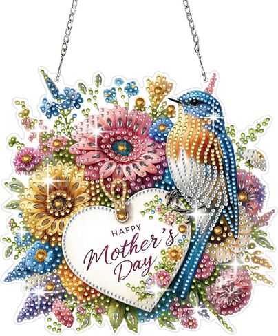 DIYDeligths DIY Hanging Pendant Ornament Diamond Art Painting for Adults Beginners with Accessories Single Sided Dot-Drill Pendant for Home Wall Window Garden Decor (Openwork Cardinal) in Saudi Arabia