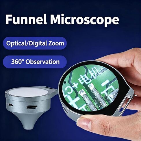 Anti-Funnel Microscope Magnifying Glass, Handheld Magnifier, with White/UV Light, with 2.1" LCD Screen, 7X/11X/15X Zoom, Supports Connecting with Computer, for Chips, Stamps in Kuwait