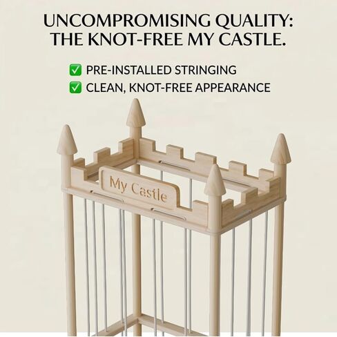 Knot-Free Wooden Stuffed Animal Storage Tower with Pre-Installed Cords, Montessori Stuffed Animal Zoo Furniture with Castle Top & Toy Chest, 57" Hand-Sanded Natural Wood (Montessori Castle) in Saudi Arabia