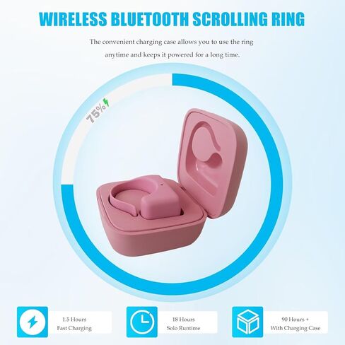 Fit for TikTok Scrolling Ring, Page Turner, Bluetooth Connected, Ergonomic Design Remote Control for iPhone iPad Android Phone (Pink) in Saudi Arabia