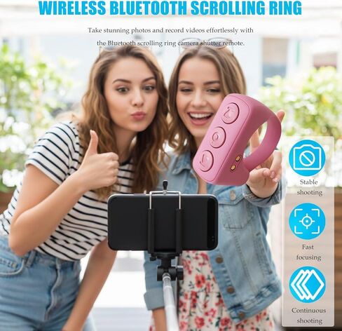 Fit for TikTok Scrolling Ring, Page Turner, Bluetooth Connected, Ergonomic Design Remote Control for iPhone iPad Android Phone (Pink) in Saudi Arabia