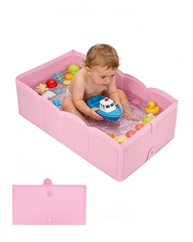 Foldable Portable Baby Bath Tub, Collapsible Bathtub for Infant, Babies & Toddlers 6M-5Y, Travel Shower Tub for Bathroom, Lightweight Folding Baby Bathtub with Easy Drain & Storage in Kuwait