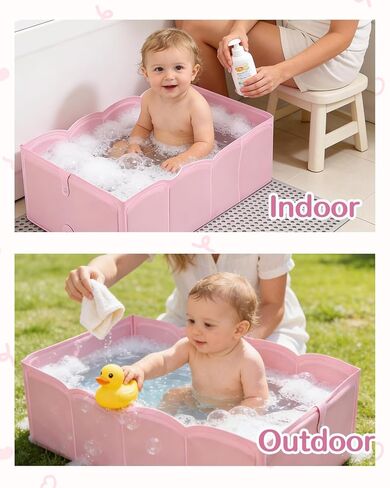 Foldable Portable Baby Bath Tub, Collapsible Bathtub for Infant, Babies & Toddlers 6M-5Y, Travel Shower Tub for Bathroom, Lightweight Folding Baby Bathtub with Easy Drain & Storage in Kuwait