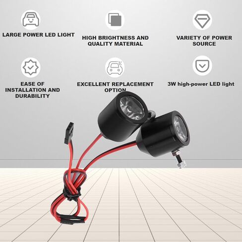 RC Spotlights 3W High Power LED Light RC Searchlight Easy and Convenient to Install RC Car Model Black in Saudi Arabia