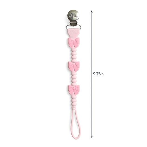 Itzy Ritzy Silicone Pacifier Clip – 100% Food Grade Silicone Pacifier Strap with Clip Keeps Pacifiers, Teethers & Small Toys in Place – Features One-Piece Design & Cord (Pink Bows) in Kuwait