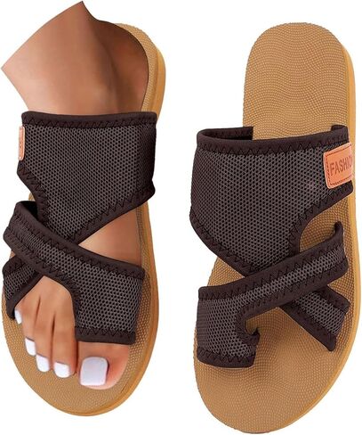 Women's Orthopedic Sandals, 2026 Summer Open Toe Beach Vacation Mesh Slides Shoes Comfortable Arch Support Walking Sandals in Kuwait
