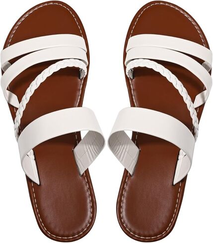 Sksshion Women's Braided Strappy Sandals Slip On Flat Open Toe Slides Summer Slippers in Saudi Arabia