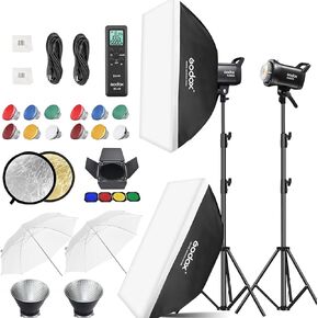 Godox 2pcs SL60IIBi LED مجموعة إضاءة الفيديو، ثنائية اللون ستوديو فلاش بوينز جبل الإضاءة المستمرة مع المدرجات، Softboxes، المظلات للتصوير الفوتوغرافي، تسجيل الفيديو، التصوير، التطبيق / التحكم عن بعد، 11 تأثيرات FX in Kuwait