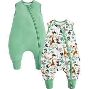WYTbaby 2-Pack Baby Sleep Sack with Legs, 1.5 TOG Cotton Wearable Blanket, 2-Way Zipper Padded Toddler Sleep Bag in Saudi Arabia