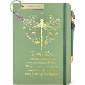 Dragonflies Gifts Women ، Dragonfly Butterfly Journal Sage Green 200 Pages دفتر A5 المبطن مع القلم وسلسلة المفاتيح ، هدايا التشجيع الملهمة لمحبي اليعسوب ، هدية Dragonfly Memorial in Kuwait