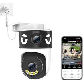 Luovisee Dual Lens Security Camera Outdoor/Indoor,Wired Camera for Home Security for Plug-in 24/7 Continuous Recording,360° View Pan/Tilt,Siren Alarm,Two Way Audio,2.4GHz Wi-Fi in Kuwait