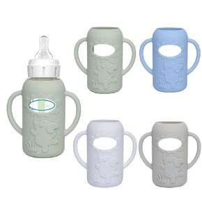 4 Pack Silicone Sleeves for Dr. Brown's Glass Baby Bottles -Drop Protection Easy-Grip Baby Bottle Sleeves Holder with Handles, Compatible with Dr. Brown's Newborn Glass Bottles 8 oz/250 mL in Saudi Arabia