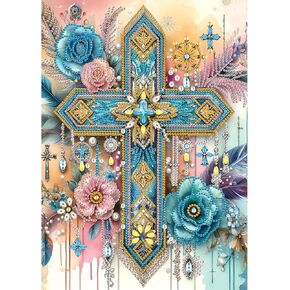 مجموعات الطلاء الماسي من فوكارت للبالغين، ديكورات جدارية للمكتب الفني الماسي، تصميم بنمط متقاطع وردي، شكل خاص من الماس، مجموعات حرفية فسيفساء جزئية in Kuwait