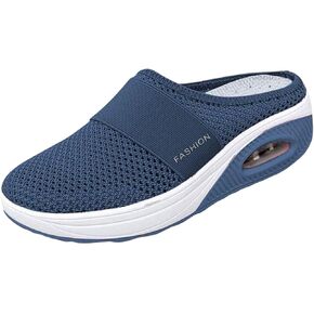 Mules for Women Comfortable Walking Shoes Women Arch Support Slip On Closed Toe Breathable Orthopedic Walking Shoes Wide Width Clogs Mesh Air Cushion Backless Lightweight Breathable Sandals in Kuwait