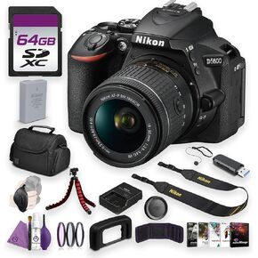 Nikon D5600 DSLR Camera Kit 18-55mm Lens Full HD WiFi Bundle with Camera Bag + Cleaning Kit + Flexible Vlogging Tripod + 3PC MC PRO Filter KIT UV/CPL/F 55 + 64GB Memory Card + in Kuwait