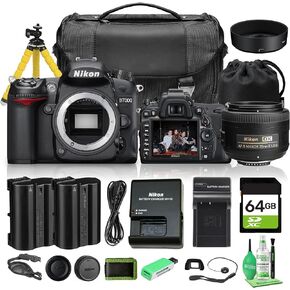 هيكل كاميرا Nikon D7000 DX Format DSLR فقط مستشعر CMOS 16.2 ميجابكسل، تسجيل عالي الدقة بالكامل، حامل Nikon F (25468) + عدسة Nikon 35 مم f/1.8 + بطاقة 64 جيجابايت + مجموعة مرشح 52 مم + المزيد (حزمة 24 قطعة) in Kuwait
