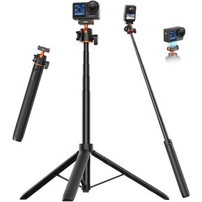 VRIG 55" Osmo Action 5Pro Selfie Stick Tripod, 2-in-1 Extendable Handle with Magnetic Quick Release & 360° Ball Head Compatible with DJI Osmo Action 5Pro/4/3,OSMO 360 for Vlog Video Recording in Kuwait