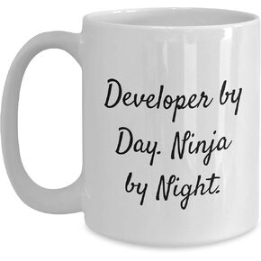 Developer By Day, Ninja By Night Gifts for Friends - Funny White Coffee Mug for Christmas in Kuwait