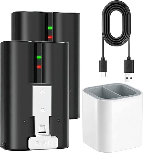 2 Pack for Ring Battery with Dual Charger, 6040mAh Battery Replacement for Ring Video Doorbell 2/3/3 Plus/4, Spotlight/Stick Up Cam, 3.65V Rechargeable Li-ion Camera Batteries in Kuwait