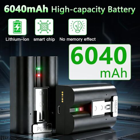 2 Pack for Ring Battery with Dual Charger, 6040mAh Battery Replacement for Ring Video Doorbell 2/3/3 Plus/4, Spotlight/Stick Up Cam, 3.65V Rechargeable Li-ion Camera Batteries in Kuwait