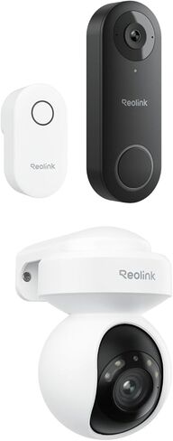 REOLINK E1 Outdoor Pro مع حزمة WiFi WiFi، كاميرا 4K PTZ مع تتبع تلقائي، 2K+ جرس باب فيديو مع الرنين متضمن in Kuwait