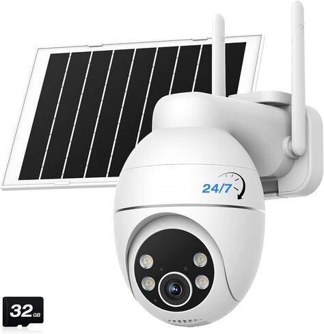 TKENPRO Solar Camera Outdoor Wireless, 2K Color Night Vision, Always-on-Video Security Camera Wireless Outdoor, Smart 24/7 Recording, Auto-Tracking, 2.4GHz Wi-Fi, IP65 in Kuwait