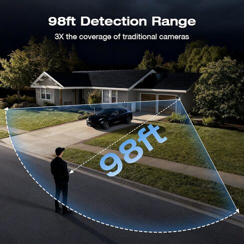 TKENPRO Solar Camera Outdoor Wireless, 2K Color Night Vision, Always-on-Video Security Camera Wireless Outdoor, Smart 24/7 Recording, Auto-Tracking, 2.4GHz Wi-Fi, IP65 in Kuwait