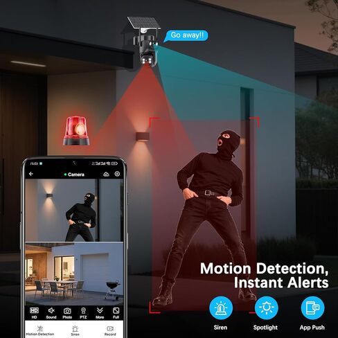 4K Solar Security Cameras Wireless Outdoor with Dual Lens, 4 Cam Kit, No Subscription Fee, Home Security System with Color Night Vision, 2.4/5GHz WiFi, Auto Tracking, Motion Detection,32GB Memory Card in Saudi Arabia