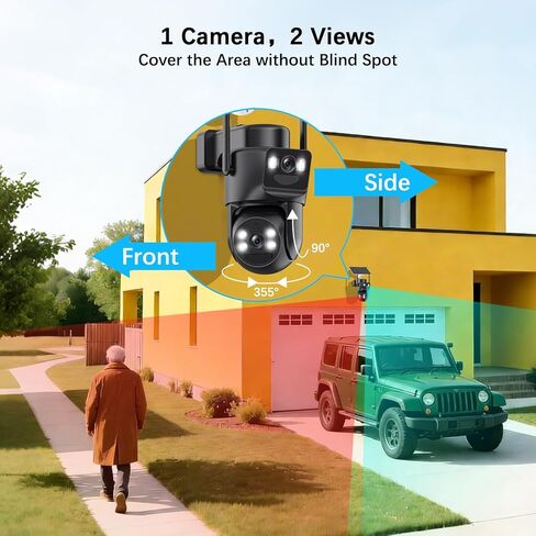 4K Solar Security Cameras Wireless Outdoor with Dual Lens, 4 Cam Kit, No Subscription Fee, Home Security System with Color Night Vision, 2.4/5GHz WiFi, Auto Tracking, Motion Detection,32GB Memory Card in Saudi Arabia