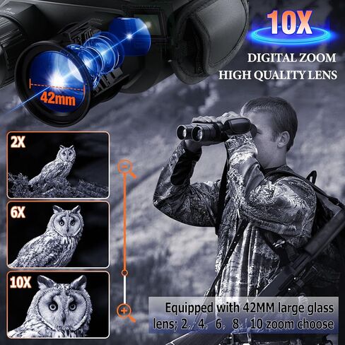 Nightiger 4K 42MM Digital Infrared Day/Night Vision Binoculars/Goggles with 7000mAh Rechargeable Battery & Large Screen, 2624ft View Range for Darkness, 5X Digital Zoom for Camping Hiking in Kuwait