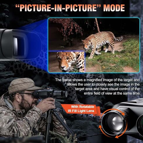 Nightiger 4K 42MM Digital Infrared Day/Night Vision Binoculars/Goggles with 7000mAh Rechargeable Battery & Large Screen, 2624ft View Range for Darkness, 5X Digital Zoom for Camping Hiking in Kuwait