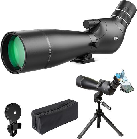 Dual Focusing ED Spotting Scope, 20-60x80 Spotting Scopes with Phone Adapter, Tripod & Carrying Case, BAK4 Ultra High Definition, IPX7 Waterproof Fogproof for Bird Watching in Kuwait