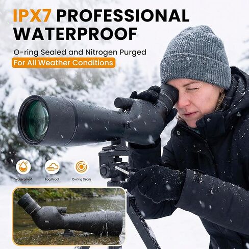 Dual Focusing ED Spotting Scope, 20-60x80 Spotting Scopes with Phone Adapter, Tripod & Carrying Case, BAK4 Ultra High Definition, IPX7 Waterproof Fogproof for Bird Watching in Kuwait