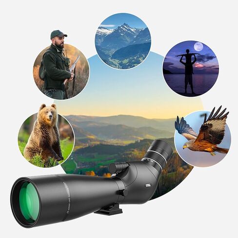 Dual Focusing ED Spotting Scope, 20-60x80 Spotting Scopes with Phone Adapter, Tripod & Carrying Case, BAK4 Ultra High Definition, IPX7 Waterproof Fogproof for Bird Watching in Kuwait