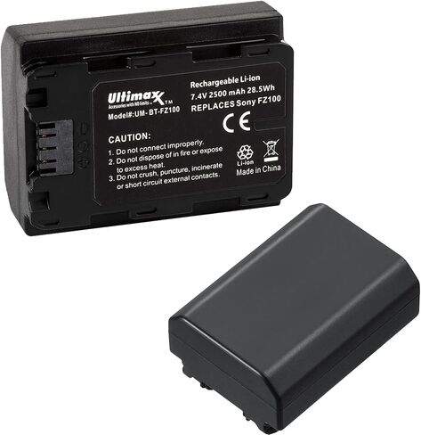 شاحن سريع Ultimaxx AC/DC مع بطاريات بديلة ممتدة 2x لسوني Alpha 1، ZV-E1، FX3، FX30، a7C، a7S III، a6600، a6700، A7R III، a7R IV، a7R V، a7 III، a7R IIIA، a7 IV، Alpha A9، Alph in Kuwait