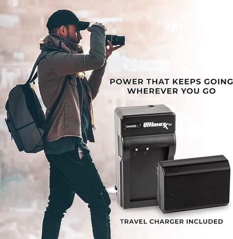 شاحن سريع Ultimaxx AC/DC مع بطاريات بديلة ممتدة 2x لسوني Alpha 1، ZV-E1، FX3، FX30، a7C، a7S III، a6600، a6700، A7R III، a7R IV، a7R V، a7 III، a7R IIIA، a7 IV، Alpha A9، Alph in Kuwait