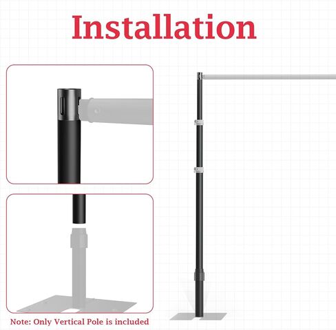 EMART 4.4ft-12ft Pipe and Drape Adjustable Upright for Backdrop Stand, Background & Curtain and Wedding Decor -1 Pack Black in Kuwait