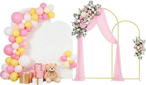 Arttown Arch Backdrop Stand Set, 7.2FT and 6FT, for Wedding Event White | Matching Cover Suitable for Celebration Birthday Party Graduation Ceremony Decoration in Saudi Arabia