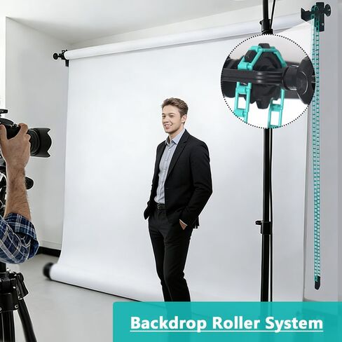 MagicLine Photography Backdrop 1 نظام دعم الأسطوانة، 10ft / 3m الفولاذ المقاوم للصدأ العارضة حامل خلفية يدوي، الجدار / السقف / حامل الإضاءة حامل خلفية للمنزل والاستوديو (الاستقرار) in Kuwait