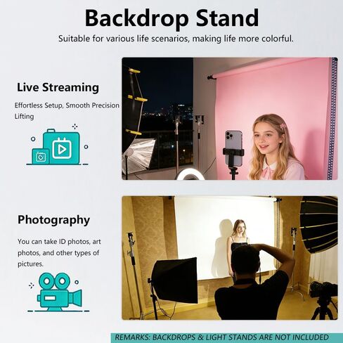 MagicLine Photography Backdrop 1 نظام دعم الأسطوانة، 10ft / 3m الفولاذ المقاوم للصدأ العارضة حامل خلفية يدوي، الجدار / السقف / حامل الإضاءة حامل خلفية للمنزل والاستوديو (الاستقرار) in Kuwait