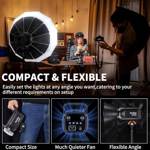 Godox 2pcs SL60IIBi LED مجموعة إضاءة الفيديو، ثنائية اللون ستوديو فلاش بوينز جبل الإضاءة المستمرة مع المدرجات، Softboxes، المظلات للتصوير الفوتوغرافي، تسجيل الفيديو، التصوير، التطبيق / التحكم عن بعد، 11 تأثيرات FX in Kuwait