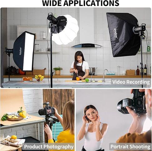 Godox 2pcs SL60IIBi LED مجموعة إضاءة الفيديو، ثنائية اللون ستوديو فلاش بوينز جبل الإضاءة المستمرة مع المدرجات، Softboxes، المظلات للتصوير الفوتوغرافي، تسجيل الفيديو، التصوير، التطبيق / التحكم عن بعد، 11 تأثيرات FX in Kuwait