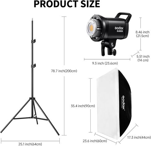 Godox 2pcs SL60IIBi LED مجموعة إضاءة الفيديو، ثنائية اللون ستوديو فلاش بوينز جبل الإضاءة المستمرة مع المدرجات، Softboxes، المظلات للتصوير الفوتوغرافي، تسجيل الفيديو، التصوير، التطبيق / التحكم عن بعد، 11 تأثيرات FX in Kuwait