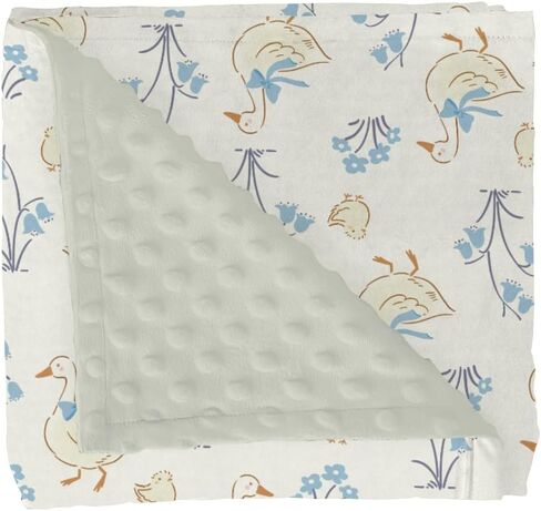 Cute Geese Pink Bows Baby Blankets for Girl Boy Pastel Ducks Daisy Soft Mink Dotted Backing Double Layer Swaddle Receiving Blanket Spring Farm Animal Floral Bed Throws for Newborn Toddler Crib 30x40 in Kuwait