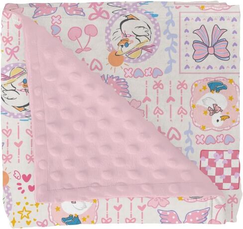 Cute Geese Pink Bows Baby Blankets for Girl Boy Pastel Ducks Daisy Soft Mink Dotted Backing Double Layer Swaddle Receiving Blanket Spring Farm Animal Floral Bed Throws for Newborn Toddler Crib 30x40 in Saudi Arabia