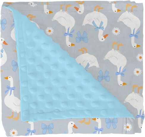 Cute Geese Pink Bows Baby Blankets for Girl Boy Pastel Ducks Daisy Soft Mink Dotted Backing Double Layer Swaddle Receiving Blanket Spring Farm Animal Floral Bed Throws for Newborn Toddler Crib 30x40 in Saudi Arabia