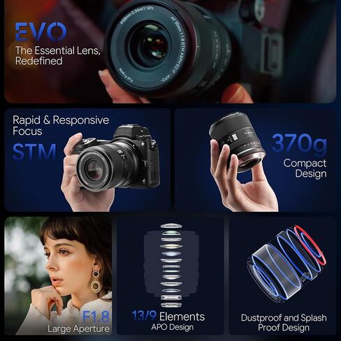 عدسة VILTROX APO 55 مم F1.8 EVO FE، AF 55 مم f/1.8 FE لعدسة Sony E-Mount كاملة الإطار الأولية لسوني ZVE1 a7Ⅳ a6700 a6600 FX30 a7c ii a7rv a7iii a93 a9ii (Sony FE) in Kuwait