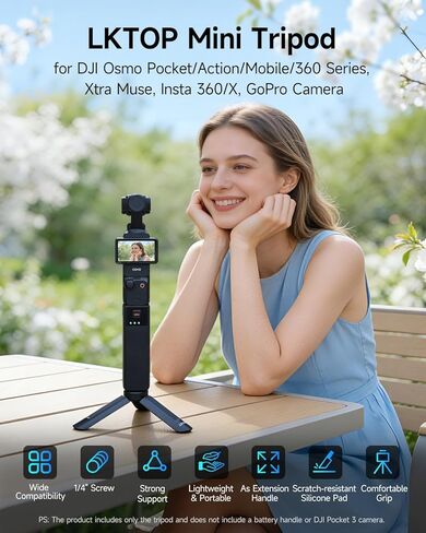 مقبض بطارية LKTOP Pocket 3 + حامل ثلاثي لـ DJI Osmo Pocket 3، ملحقات Xtra Muse، شاحن سريع بعمر بطارية 6 ساعات، مقابض عصا طاقة محمولة بقدرة 5000 مللي أمبير في الساعة 22.5 وات (وقت الشحن: كاميرا 35 دقيقة، 80 دقيقة ذاتية) in Kuwait