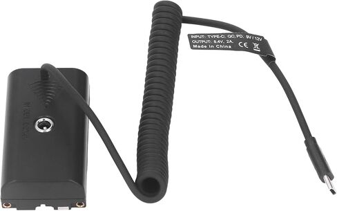 Yunseity Dummy Battery, Type C to NP Fast Charging with Circuit Protection, Continuous Power Adapter for Camera Monitor LED Light in Kuwait